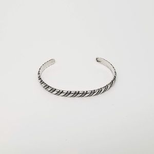 VINTAGE SILVER CUFF BRACELET WITH ROPE DESIGN